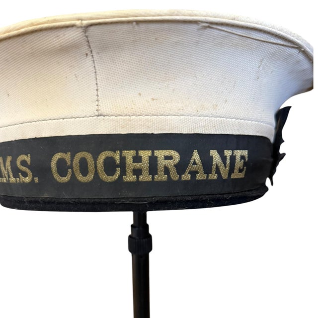 Authentic Royal Navy HMS Cochrane Nautical Sailor’s Cap For Sale - Image 4 of 11