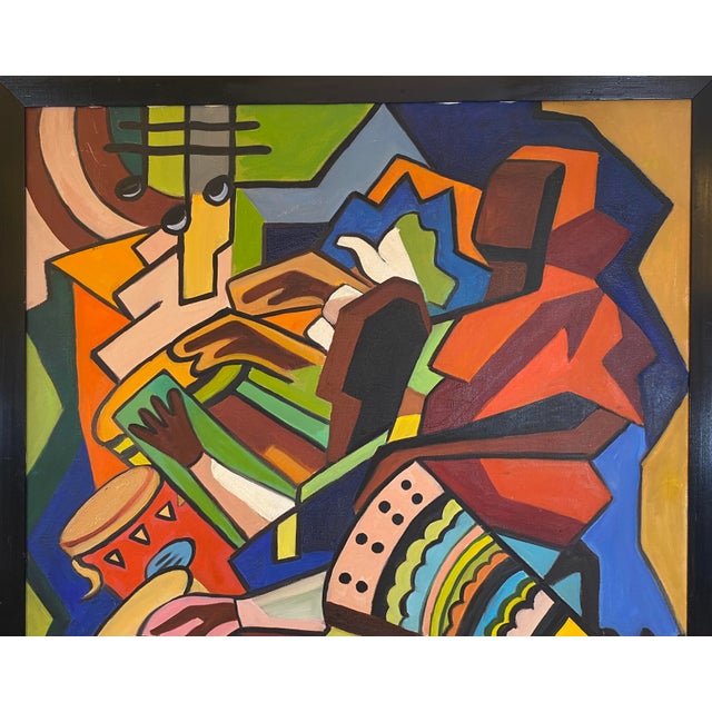 Late 20th Century Bold Modernist Abstract Figurative Painting by Gaby Riva, in the Spirit of Wifredo Lam For Sale - Image 5 of 8