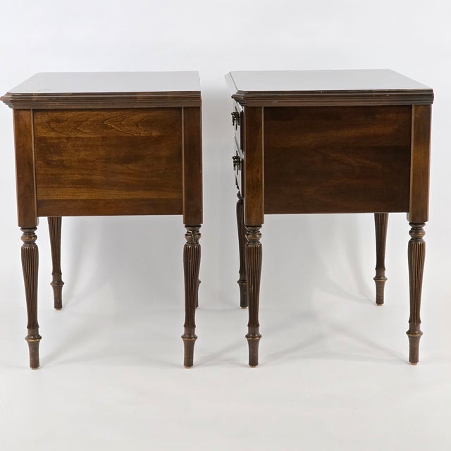 Wood Vintage Ethan Allen "Georgian Court" Two-Drawer Nightstands For Sale - Image 7 of 12