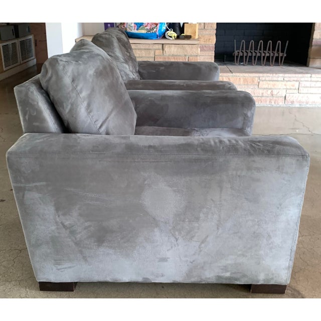 Contemporary Vintage Ultrasuede Club Chairs, Set of 2 For Sale - Image 3 of 5