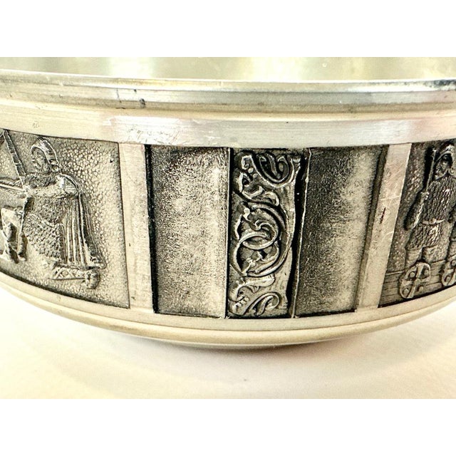 1970s Vintage Norwegian Bowl with Viking Scenes from Konge Pewter H.S., 1960s For Sale - Image 5 of 12