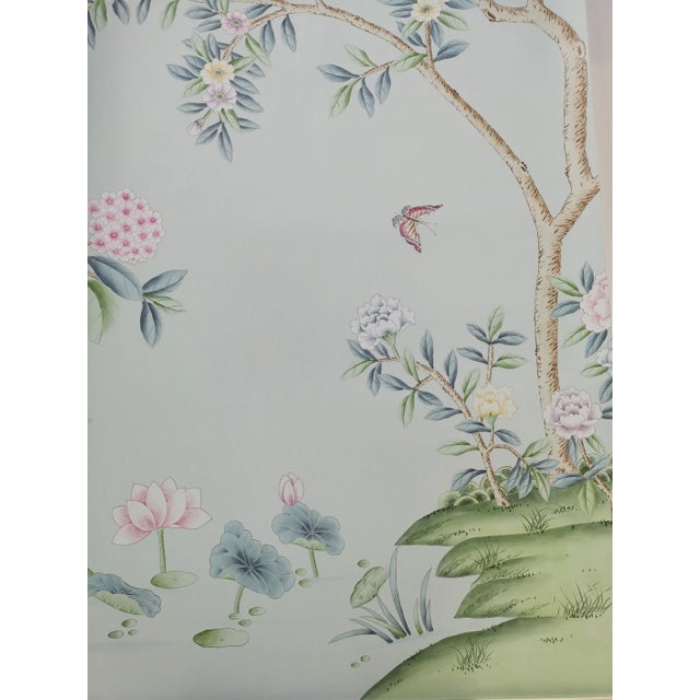Not Yet Made - Made To Order Hand Painted Chinoiserie Wallpaper Mural With Floral Branches, Birds and Botanical Garden Scene For Sale - Image 5 of 11