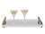 Contemporary Port 68 Cairo Cream Faux Shagreen Mirrored Tray With Aged Brass Bamboo Handles For Sale - Image 3 of 4
