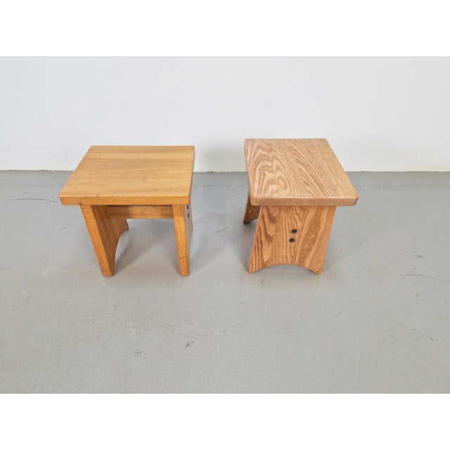 Brutalist Vintage Brutalist Elm Stool, Denmark, 1960, Set of 2 For Sale - Image 3 of 5