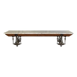 Antique French Copper Clad Server, Gilded Cast Iron Base With Marble Top, 1800s For Sale