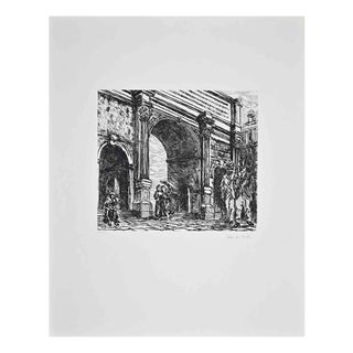 Amedeo Tedeschi Toschi, Under the Arch, Etching, 1990 For Sale