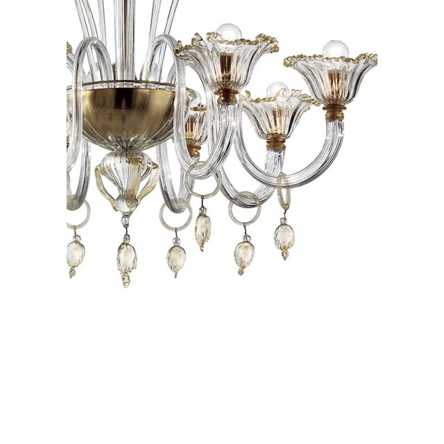 Elegant Romantic Murano Glass Chandelier With Floral Accents For Sale - Image 6 of 6