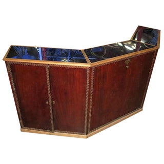 Art Deco Standing Bar with Blue Mirrored Top For Sale