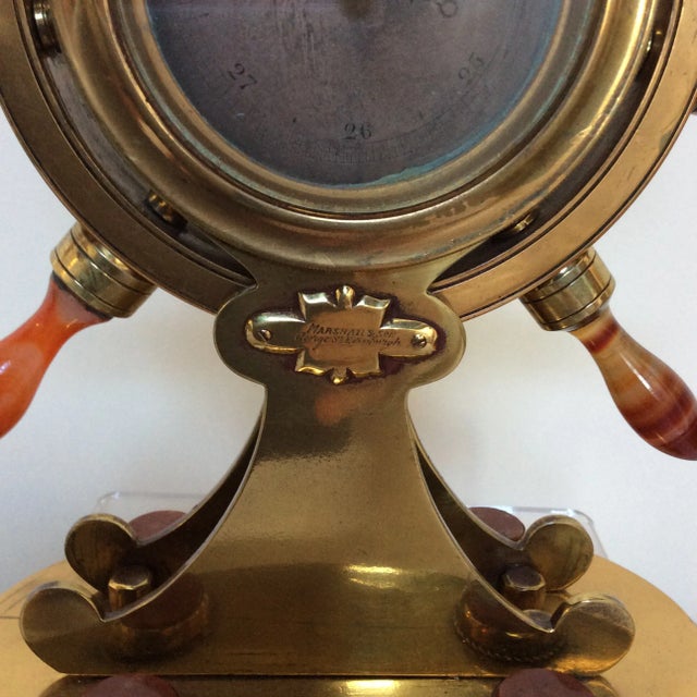 Agate & Brass Nautical Barometer For Sale - Image 9 of 10