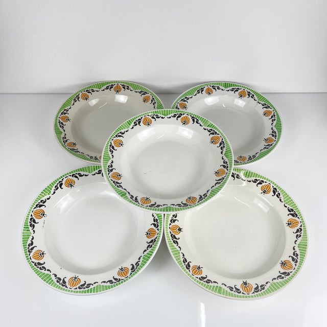 Vintage Maroussia Soup Plates from Sarreguemines, 1930s, Set of 5 For Sale - Image 6 of 10