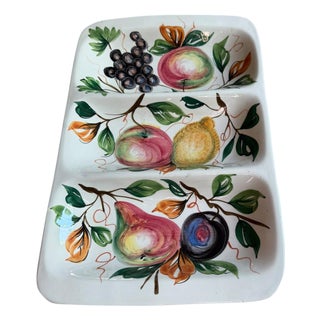 1950s Italian Hand Painted Fruit Serving Platter Ceramic For Sale