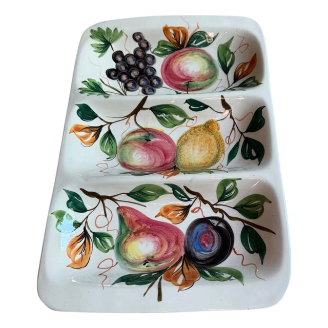 Italian Hand Painted Fruit Serving Platter Ceramic For Sale