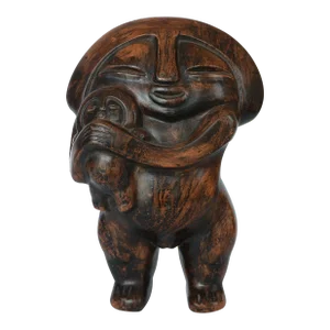 Vintage Modernist Indigenous Primitive Peruvian Style Mother & Child Sculpture