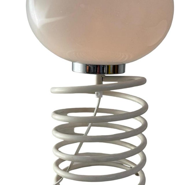 Space Age Design Table Lamp in Opaline Glass Mounted on a Spiral Base by Ingo Maurer for Honsel For Sale - Image 4 of 9
