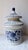 Asian- Chinoiserie Floral Body Paired With a Striped Pagoda Roof Lid Canister For Sale In Greensboro - Image 6 of 9
