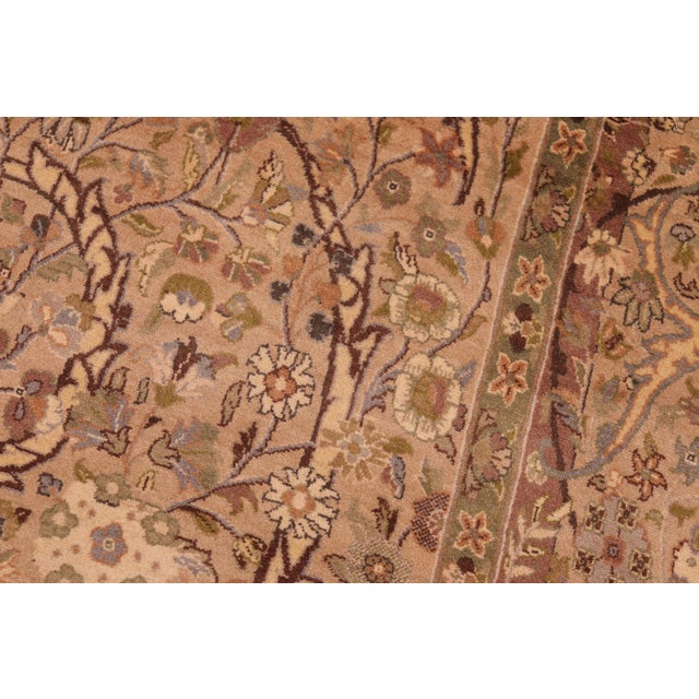 Textile Boho Chic 1990's Floral Pak-Persian Taupe/Brown Wool Rug - 6'1'' X 9'7'' For Sale - Image 7 of 9