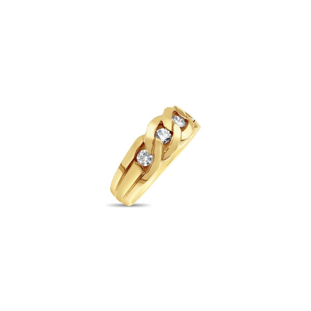 Contemporary Link Style Diamond Wedding Band .30cttw 14k Yellow Gold, Size 8 For Sale - Image 3 of 5