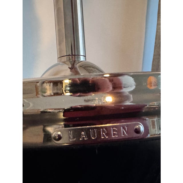 Signature Ralph Lauren pharmacy floor lamp polished nickel chrome- finish. BRAND NEW, TAGS ON. Sleek column base supports...