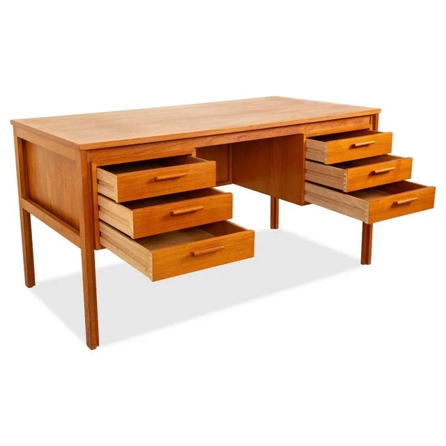 Mid-Century Elm Desk with Drawers For Sale - Image 3 of 14