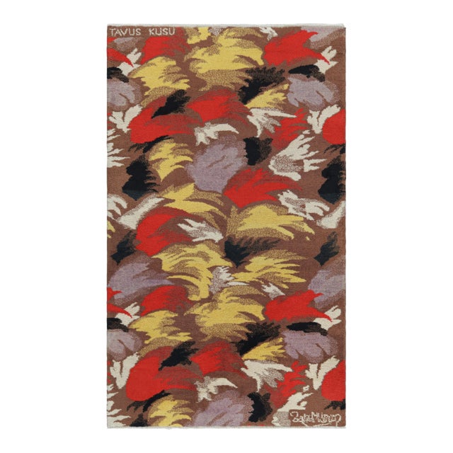 Vintage Zeki Müren Rug in Chocolate Brown With Abstract Patterns | Rug & Kilim For Sale