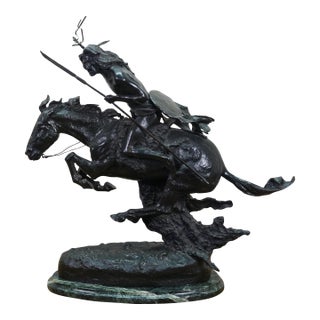 Mid 20th Century Frederic Remington Roman Bronze Works the Cheyenne Statue Sculpture 24" For Sale
