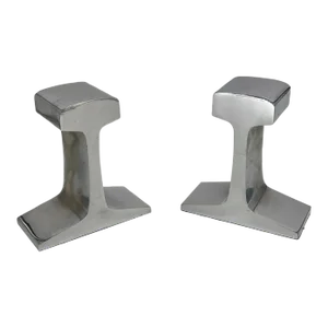 Pair, Modernist Chromed Steel Railroad Tie Bookends Circa 1980