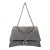 Balenciaga Gray Leather Silver Hardware Crush Chain Medium Flap Shoulder Bag For Sale