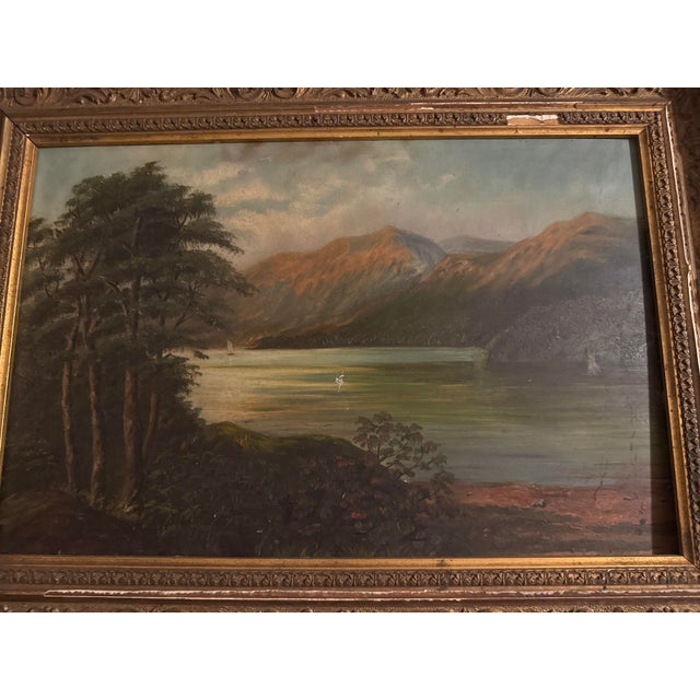 American Antique Oil Painting of Adirondack For Sale - Image 3 of 6