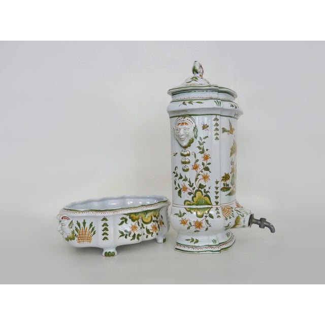 Wall Fountain and Basin in Moustiers Earthenware, 1970s For Sale - Image 3 of 11