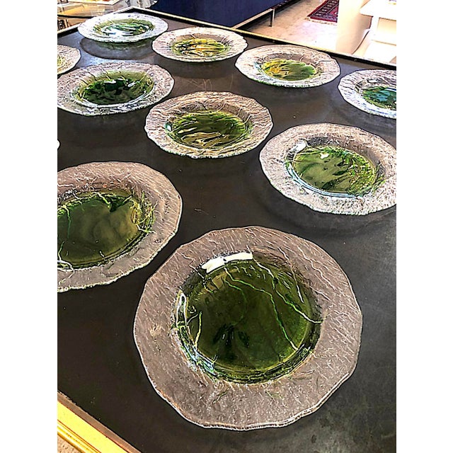 1970s Textured Glass Pertti Santalahti Humppila Kivi Dinner Plates, Set of 12 For Sale - Image 13 of 16