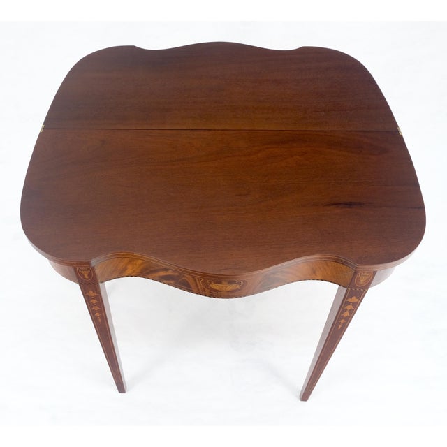 Fine Inlaid Serpentine Front Federal Style Flip Top Console Sofa Table MINT For Sale - Image 11 of 18