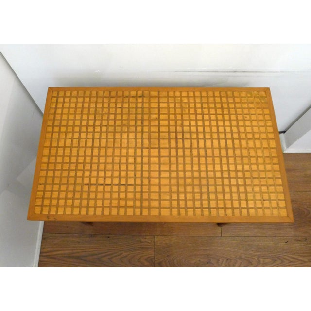 Mid-Century Modern Mid-Century Wood Coffee Table with Graphic Marquetry and Grid Pattern, 1950s For Sale - Image 3 of 13