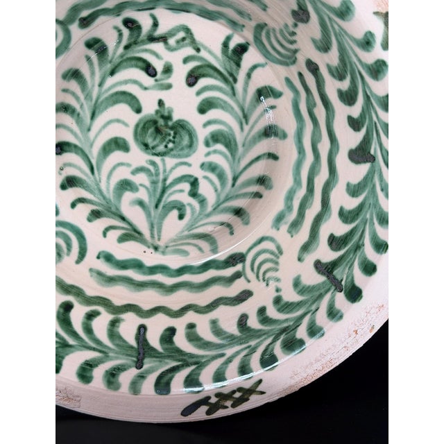 Teal Vintage Spanish Fajalauza Lebrillos with Hand-Painted Green Decoration, Set of 3 For Sale - Image 8 of 13