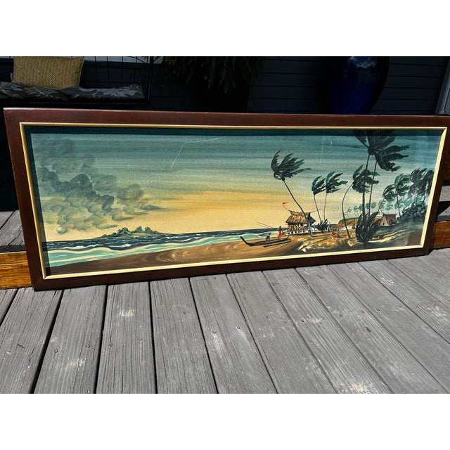 1960s VTG Carlo of Hollywood Polynesian Tiki Tropical Oil Painting MCM For Sale - Image 9 of 12