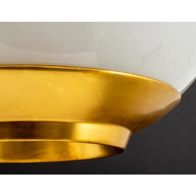 Modern Gilt Metal and Frosted Glass Ceiling Light For Sale - Image 9 of 11