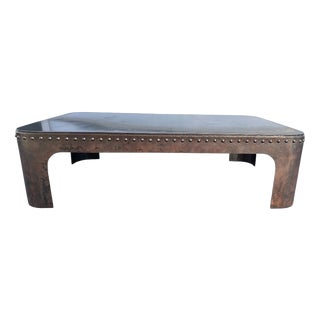 Vintage French Industrial Coffee Table in Riveted Metal, 1920 For Sale