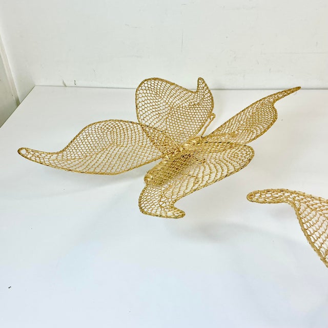 1980s Vintage Boho Chic Coastal Figurative Wicker Butterflies Sculptural Wall Objects - Set of 2 For Sale - Image 10 of 13