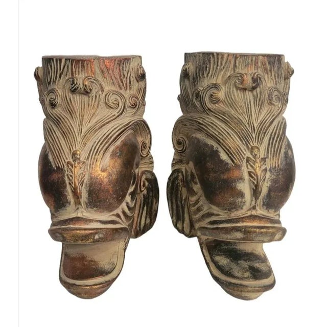 1990s Carved Large Vintage Koi Fish Bronze Gold Rustic Bookends- a Pair For Sale - Image 5 of 7