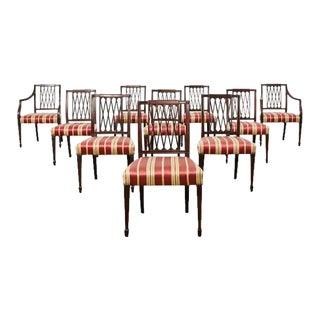 Set of Ten Neoclassical English Regency Style Mahogany Dining Chairs For Sale