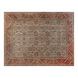 Authentic 19th Century Persian Sultanabad Red Handmade Wool Rug For Sale