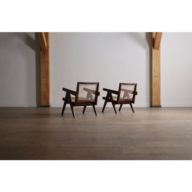 Lounge Chairs PJ-SI-29-A in Teak and Cane by Pierre Jeanneret, 1950s Set of 2 For Sale - Image 12 of 18