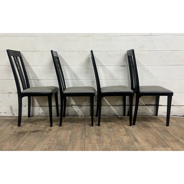 Early 21st Century Josef Hoffmann Postmodern Black Ebonized Slot Back Dining Chairs - Set of 4 For Sale - Image 5 of 10