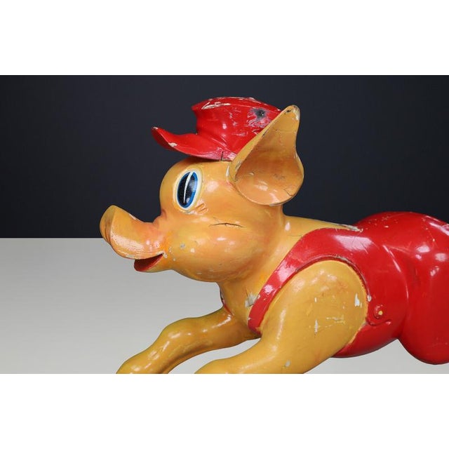 Three Piglets Carousel Sculpture in Polychrome Wood attributed to Bernard Kindt, 1960s For Sale - Image 4 of 15