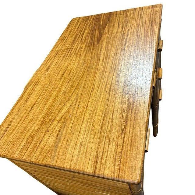 1940s 1940s Restored Bespok Vertically Stacked Rattan Writing Desk W/ Mahogany Top For Sale - Image 5 of 9