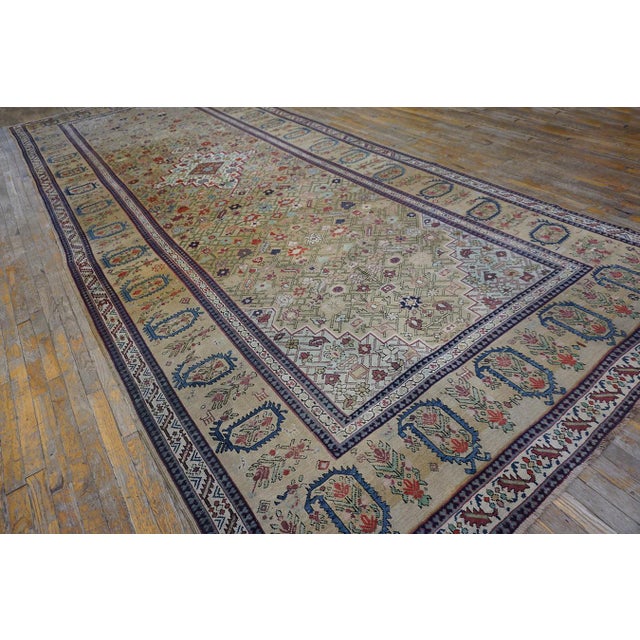 1870s Tan Camel Medallion Antique Caucasian Shusha Karabagh Rug 7'2" X 18' Knotted Wool Carpet For Sale - Image 13 of 18