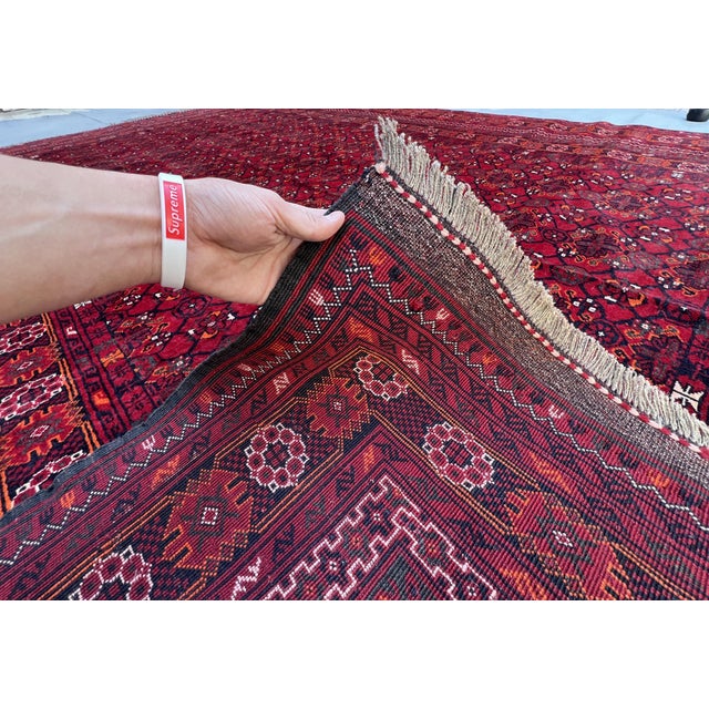 Vintage Afghan Bashiri All-Over Gul Rosette Tribal Room Rug - 9'3" X 6'9" For Sale - Image 10 of 12