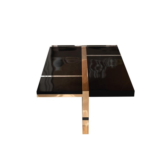 "Obbiettivo" Coffee Table With Stainless Steel and Bronze For Sale - Image 4 of 5