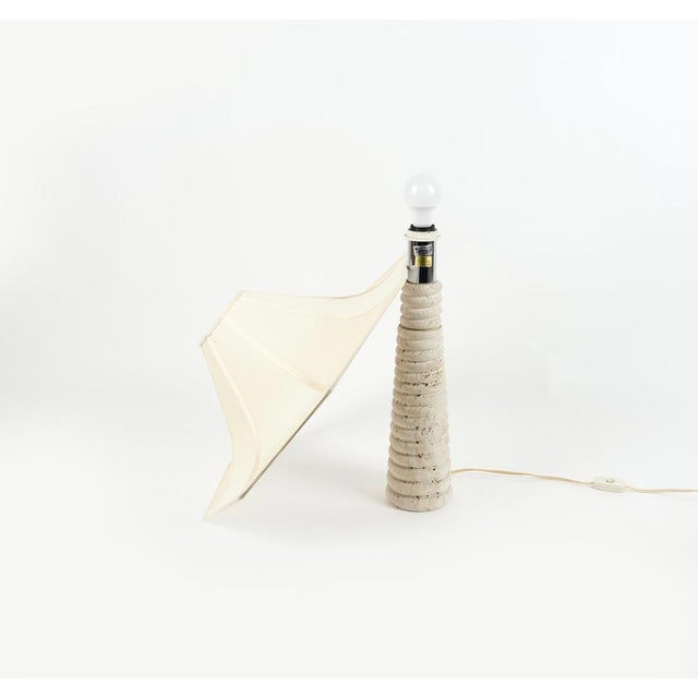 Metal Mid-Century Italian Table Lamp in Travertine by Fratelli Mannelli, 1970s For Sale - Image 7 of 14