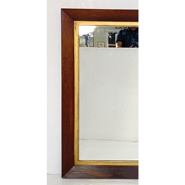 Large English Rectangular Mirror With Mahogany and Gilt Frame (H 41 1/4 X W 35) For Sale - Image 4 of 8
