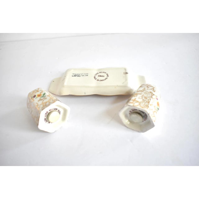 Susannah Carson Vintage English Gold Chintz Lord Nelson Ware Salt and Pepper Set- 3 Pieces For Sale - Image 4 of 5